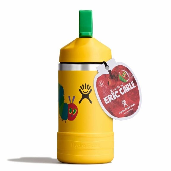 kids-12-oz-bottle-world-of-eric-carletm-j3 le26-w12-1000-kids-12-oz-wide-straw-cap-and-boot-yellow-caterpillar-straight-lid-open-withtag.jpg